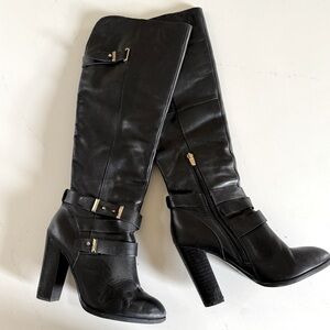 Aldo Genuine Leather High Heeled Strappy Boots